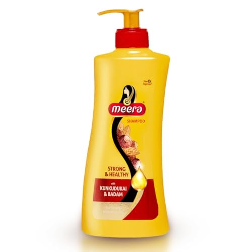 Meera Strong and Healthy Shampoo, With Goodness Of Kunkudukai and Badam, For Men And Women ,650ml, Yellow (MSAM0650SNH01R) - Image 1