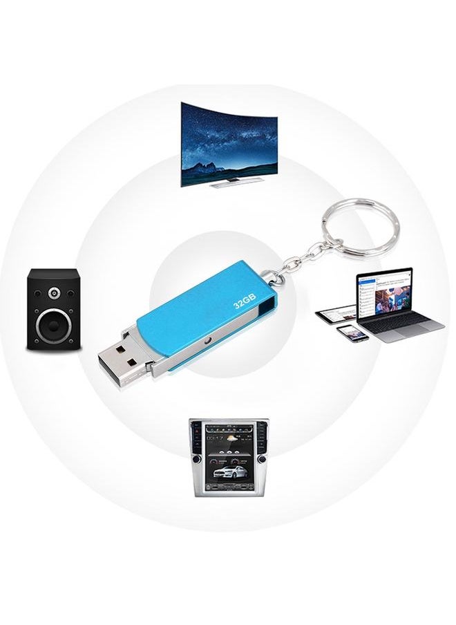 Thoraya - Ultra thin Waterproof Keychain High speed Metal Rotating U Disk Blue 32G - Image 1