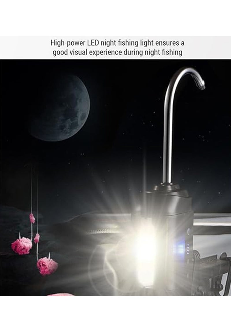 بلو فاير مضخة أكسجين محمولة متعددة الوظائف مع ضوء الطعم - بطارية 2600 مللي أمبير تعمل حتى 24 ساعة، تدفق هواء 6 لتر/دقيقة، إضاءة ليلية LED، مثالية لصيد القوارب والأنهار والبحيرات - Image 5