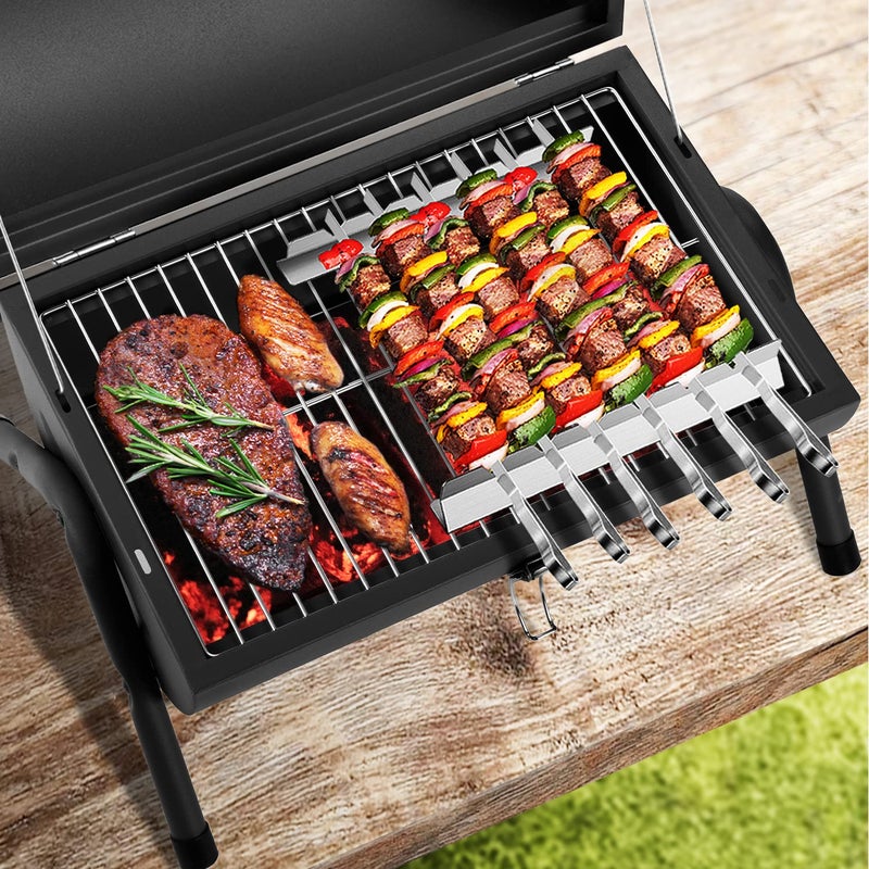 DNKMOR Portable Charcoal Grill, Tabletop Outdoor Barbecue Smoker, Small BBQ Grill for Outdoor Cooking Backyard Camping Picnics Beach by DNKMOR GREEN - Image 3