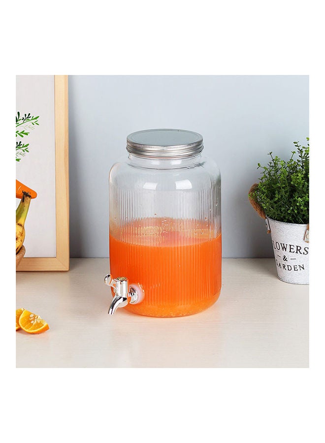 DANUBE HOME Adrian Glass Dispenser Jar 4L Glass And Metal Modern Houseware Transparent Glass Beverage Jar - Image 2