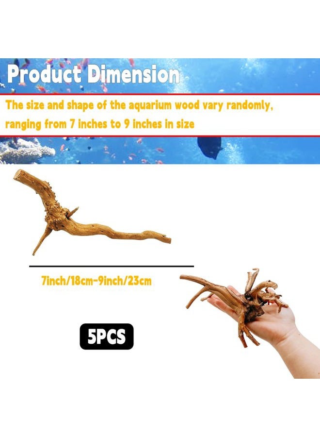Hamiledyi 5 Pack Natural Driftwood for Aquarium Reptile Spider Wood Assorted Branches Aquarium Decoration Fish Tank Ornament Decor - Image 2