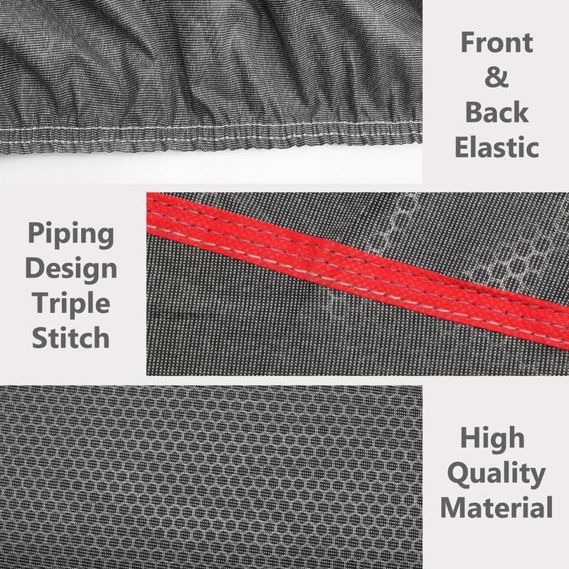 FABTEC Waterproof Premium Car Cover for Maruti Baleno New with Mirror and Antenna Pocket Super Waterproof Car Body Cover Heavy Duty Durable Peva Grey with Red Piping - Image 4