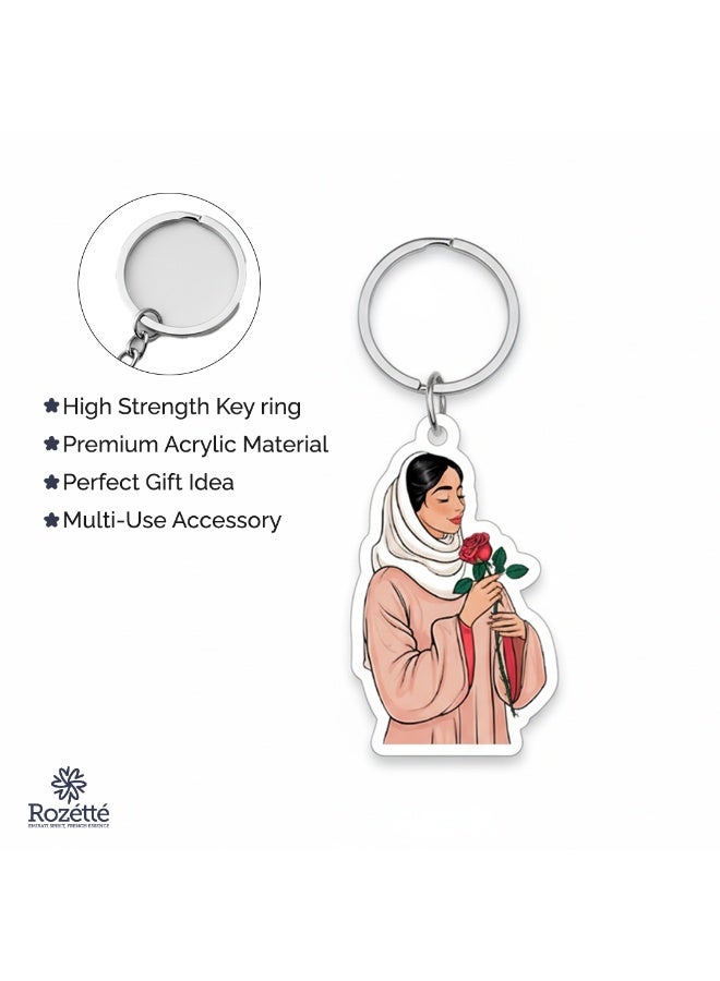 Rozette Red Rose Keychain Medallion - Image 1