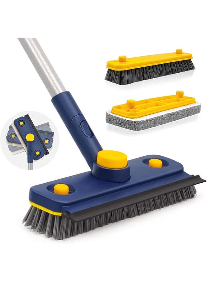 promass Cleaning Brush,Bathroom Brush Cleaner Floor,3 in 1 Floor Scrubber Brush with Long Handle,Shower Tub Tile Scrub and Squeegee for Cleaning Bathtub, Bathroom, Sink, Wall, Glass, Patio, Garage - Image 1