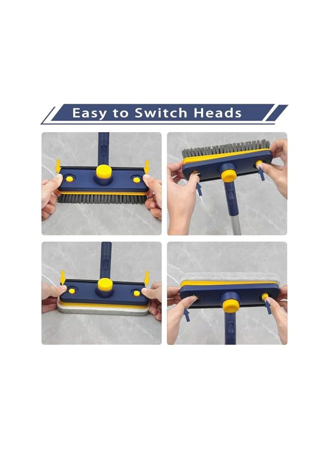 promass Cleaning Brush,Bathroom Brush Cleaner Floor,3 in 1 Floor Scrubber Brush with Long Handle,Shower Tub Tile Scrub and Squeegee for Cleaning Bathtub, Bathroom, Sink, Wall, Glass, Patio, Garage - Image 4