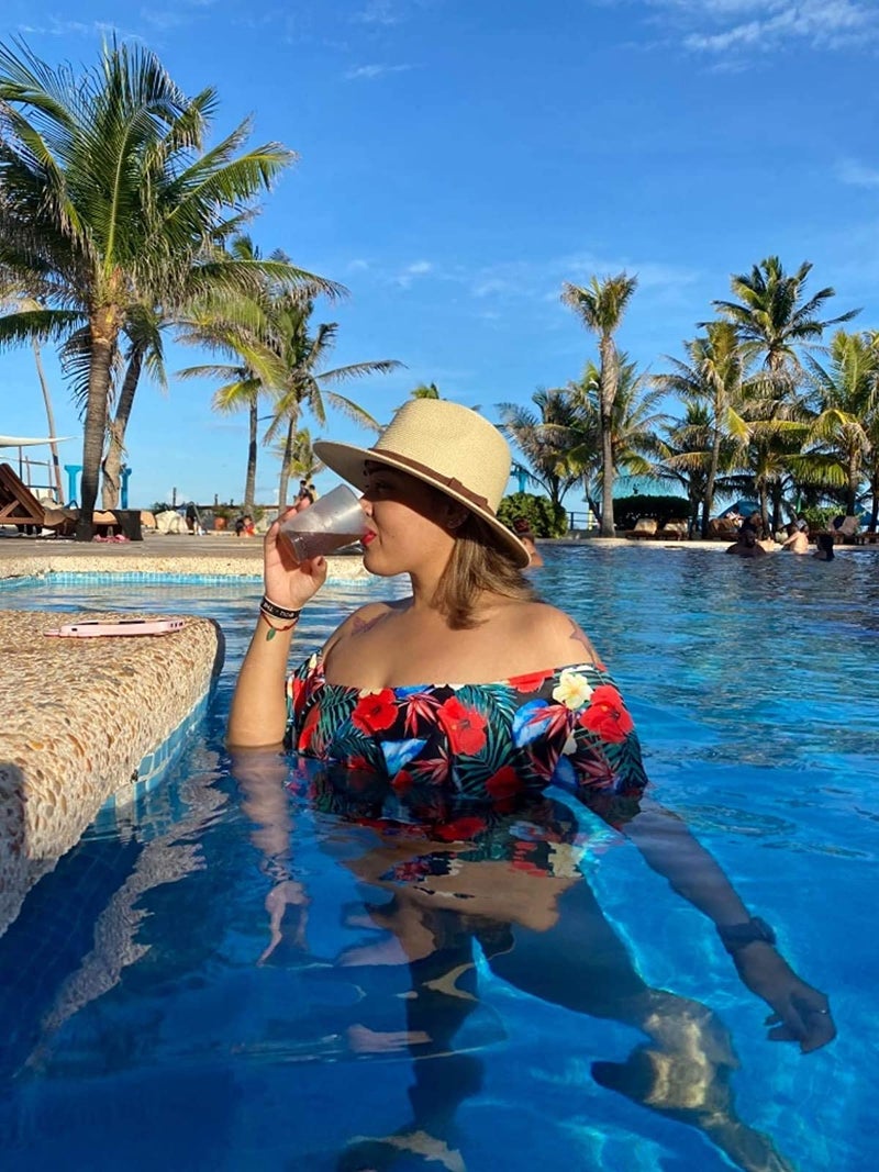 FURTALK Womens Mens Wide Brim Straw Panama Hat Fedora Summer Beach Sun Hats UPF Straw Hat for Women - Image 4