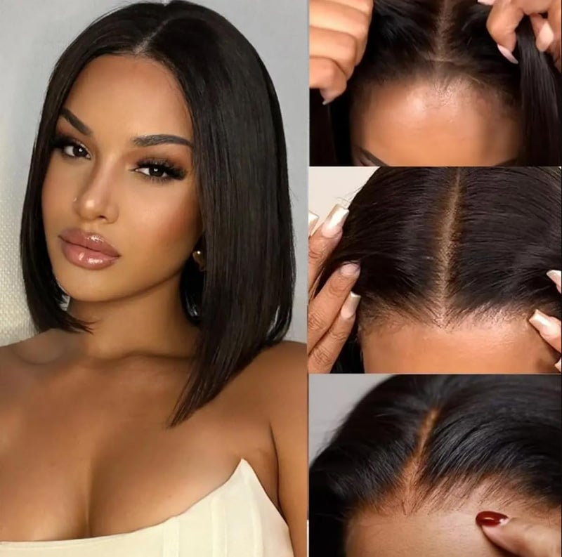 13x4 HD Lace Front Bob Wigs 14 Inch Straight Bob Wig Human Hair 180% Density Bob Human Hair Wig Glueless Short Bob Wigs Pre Plucked with Baby Hair for Women