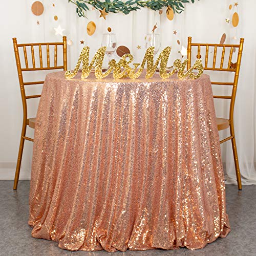 ShiDianYi 120 Rose Gold Sequin TableclothWholesale Wedding Beautiful Rose Gold Sequin Table ClothOverlayCover 120 Inches Round Sequin Fabric Tablecloth