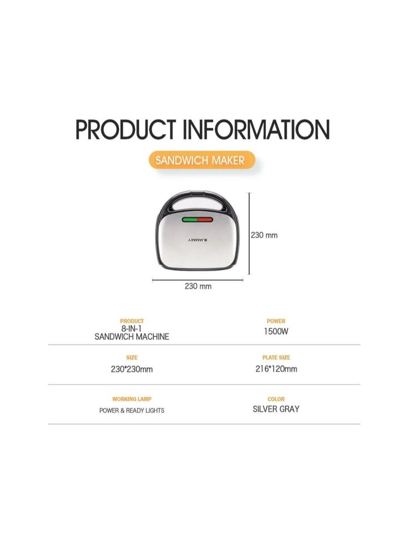 JAMAKY Italy JAMAKY Sandwich Maker 8in1 1500w  - Image 4