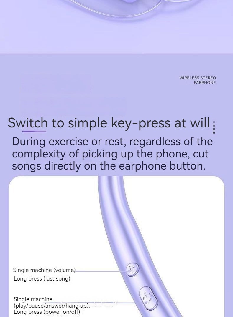 New Neck-hanging Bluetooth Headset Super Long Battery Life Headset Neck-hanging Sports Wireless Bluetooth Earphone Blue - Image 2