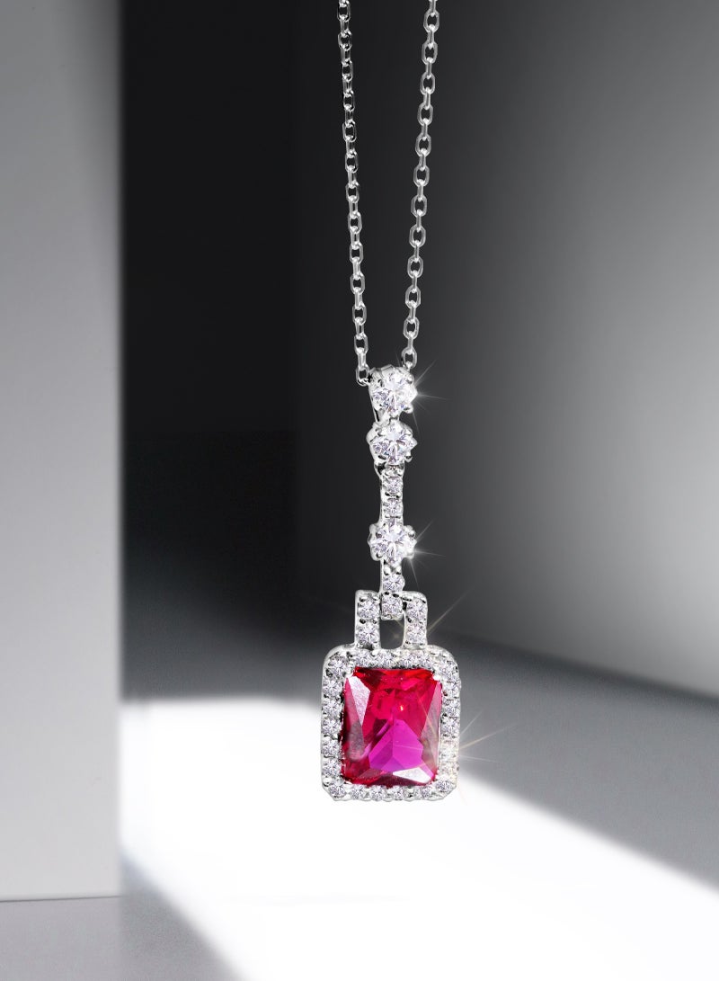 AWNL Crimson Mirage Women's Necklace - Pendant with Red CZ Diamond and Sterling Silver, Middle East Exclusive Collection - Image 5