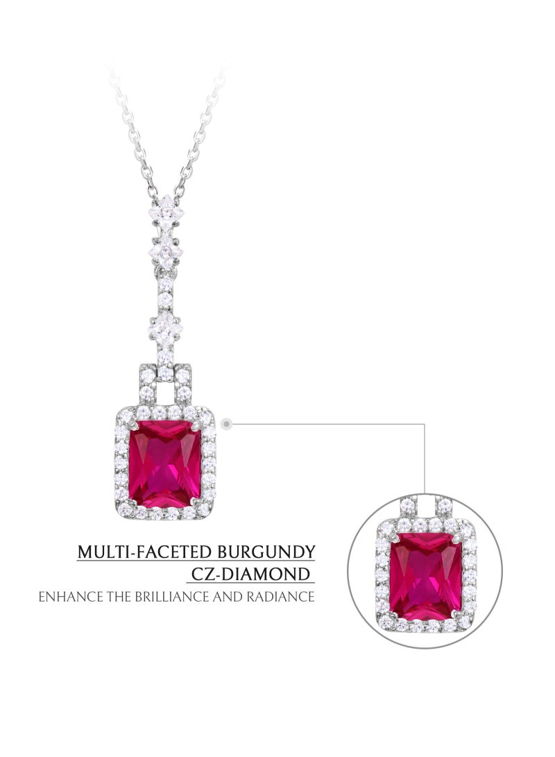 AWNL Crimson Mirage Women's Necklace - Pendant with Red CZ Diamond and Sterling Silver, Middle East Exclusive Collection - Image 3