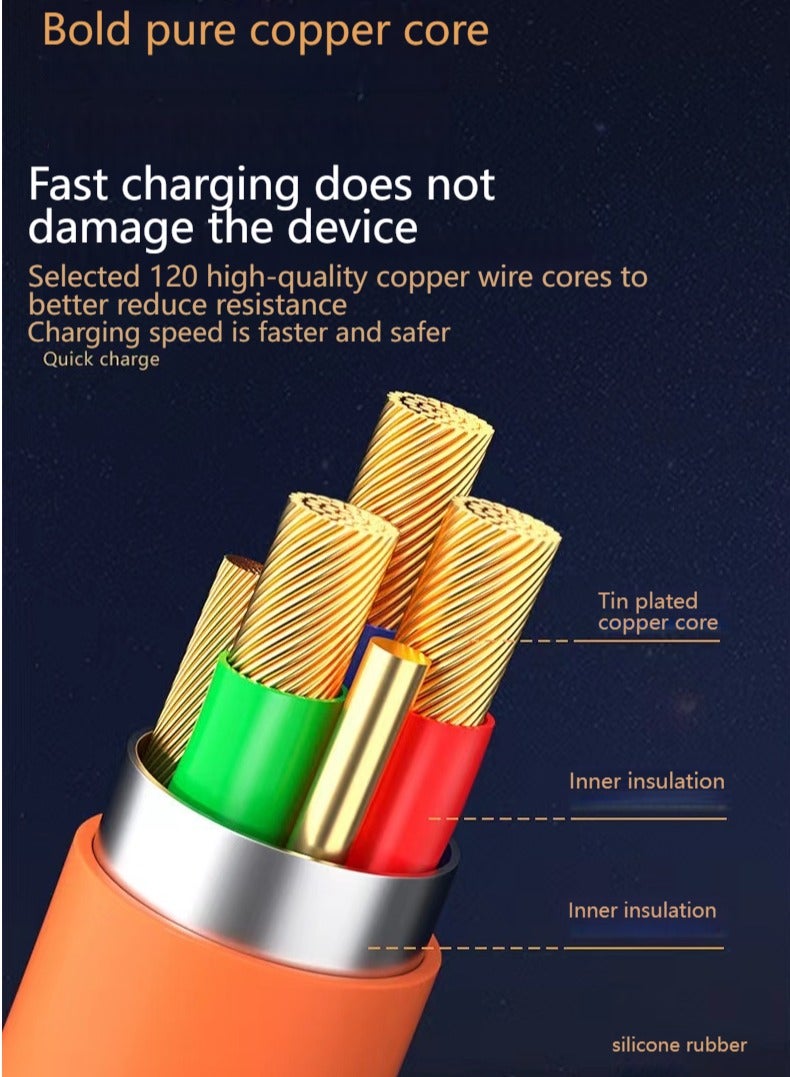 Hurricane 120W Zinc-Alloy Triple-Port Fast Charging Data Cable (120W Fast Charging Cable / 3-in-1 Charging Cable / Zinc-Alloy Data Cable / Type-C Multi-Port Cable) - Image 2