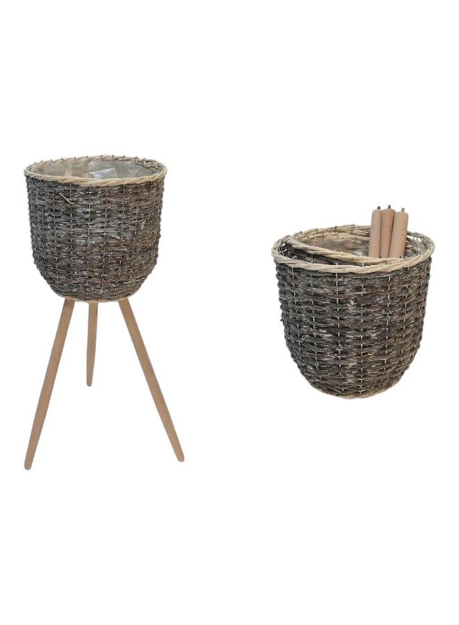 Generic Straw container set, 3 pieces, brown 