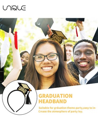 2Pcs Graduation Headband and Shoulder Straps for Congrats Grad Party Supplies Bachelor Cap Headband with Doctoral Hat Black Sash Satin Tassels Tiaras for Graduation Party Dress up Photo - view 5