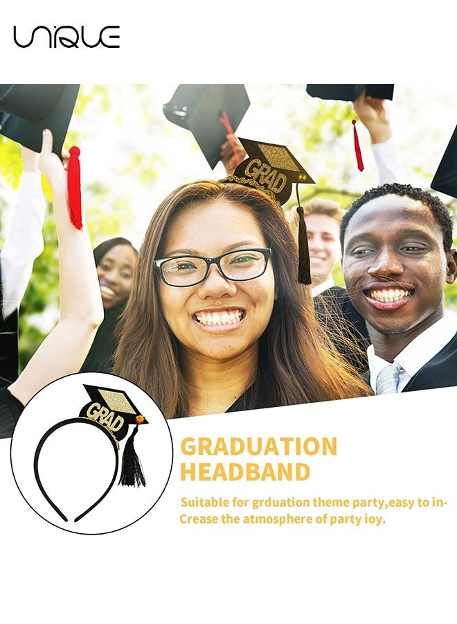 Unique 2Pcs Graduation Headband and Shoulder Straps for Congrats Grad Party Supplies Bachelor Cap Headband with Doctoral Hat Black Sash Satin Tassels Tiaras for Graduation Party Dress up Photo  - Image 5