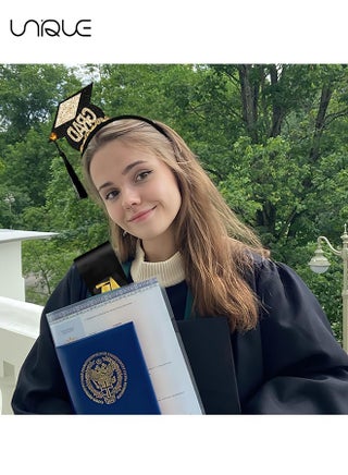 2Pcs Graduation Headband and Shoulder Straps for Congrats Grad Party Supplies Bachelor Cap Headband with Doctoral Hat Black Sash Satin Tassels Tiaras for Graduation Party Dress up Photo - view 3