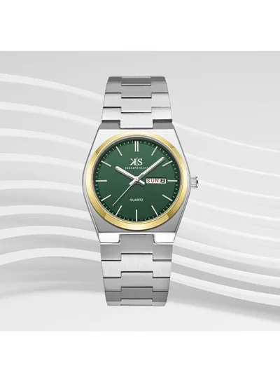 KENNETH SCOTT Kenneth Scott K24011-TBSH Men's Analog Display Watch & Stainless Steel Strap Silver