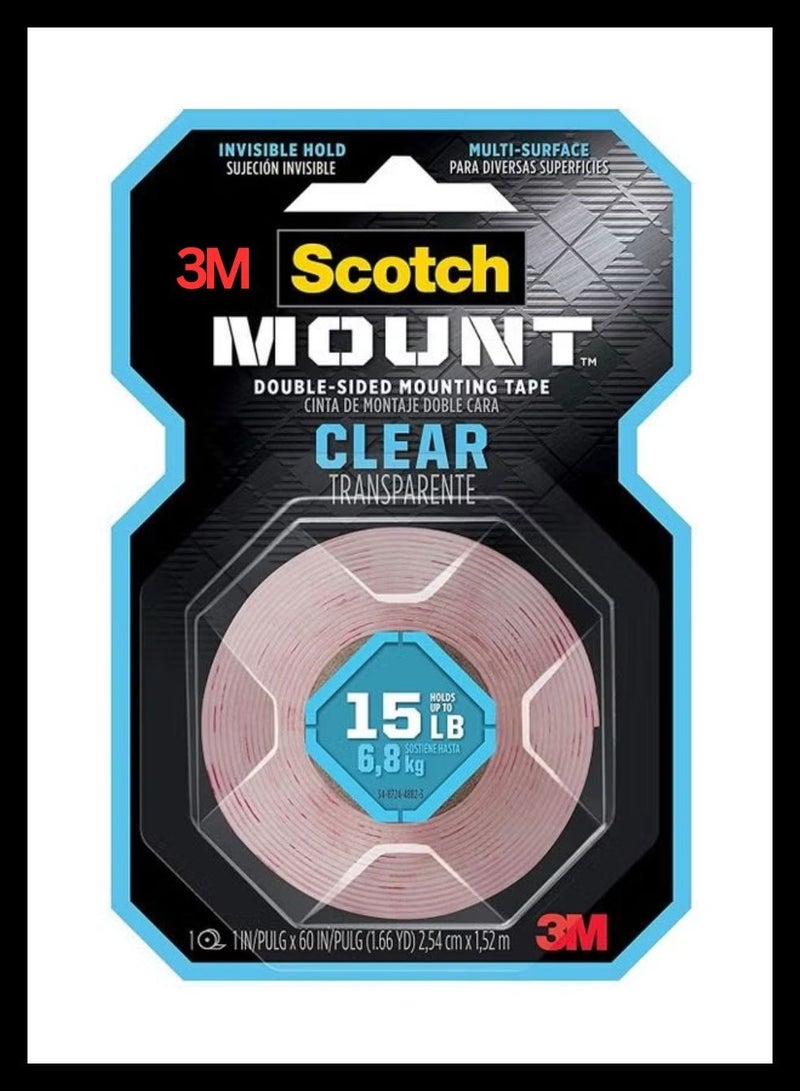 3M Double Sided Mounting Tape Clear/Red - Image 1