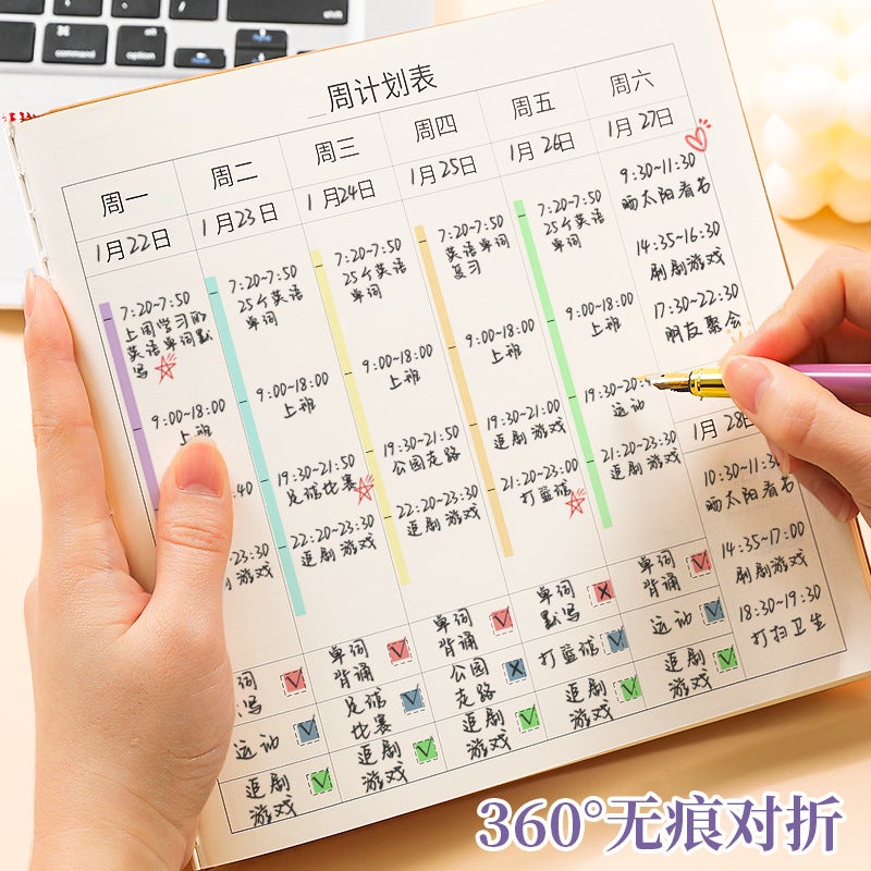 Square Weekly Planner Notebook Student Plan Card Book Time Management Manual Study Work Notepad - Image 5
