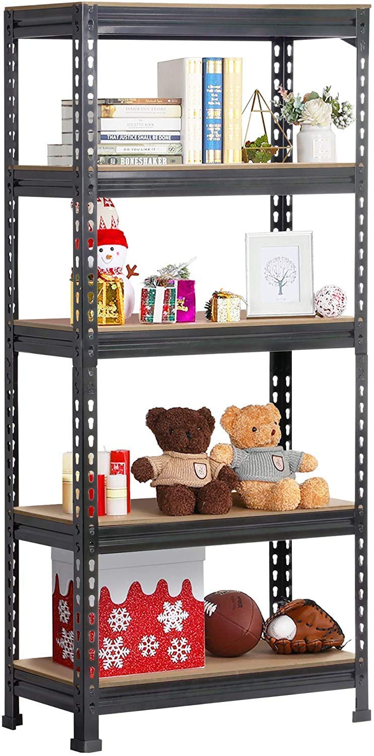 Ash  Roh Ash Roh MDF Wood Adjustable 4Shelf Unit Display Storage Rack Black 54 H x 24 L x 12 D  - Image 4