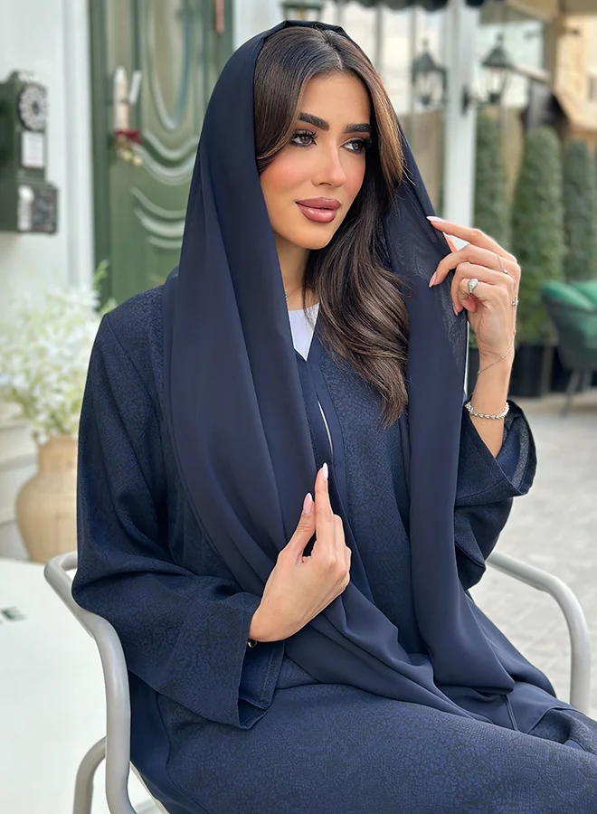 Fennah Navy A-cut printed abaya