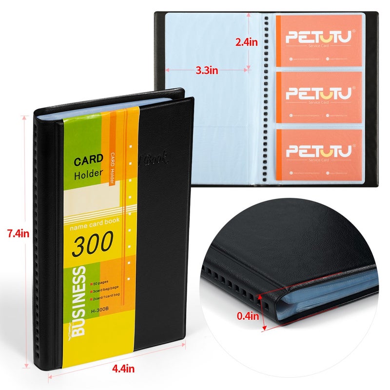Petutu Business Card Holder Organizer Book - PU Leather, 2 Pack Total For 600 Business Cards - Image 2