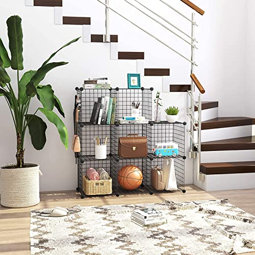 C&AHOME Wire Cube Storage, 8-Cube Organizer Metal C Grids Storage, Storage Bins Shelving, Modular Book Shelf, DIY Closet Cabinet Ideal for Living Room, Home, Office 24.8" L x 12.4" W x 48.4" H Black - Image 3