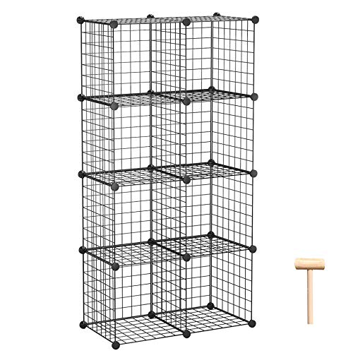 C&AHOME Wire Cube Storage, 8-Cube Organizer Metal C Grids Storage, Storage Bins Shelving, Modular Book Shelf, DIY Closet Cabinet Ideal for Living Room, Home, Office 24.8" L x 12.4" W x 48.4" H Black - Image 1