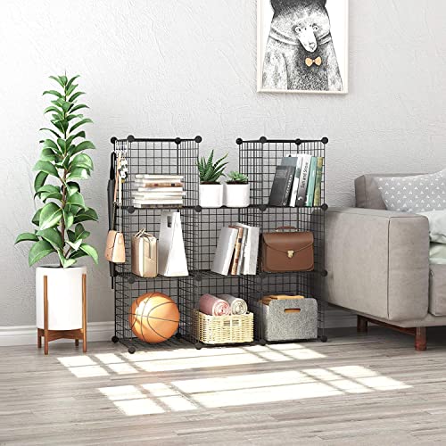 C&AHOME Wire Cube Storage, 8-Cube Organizer Metal C Grids Storage, Storage Bins Shelving, Modular Book Shelf, DIY Closet Cabinet Ideal for Living Room, Home, Office 24.8" L x 12.4" W x 48.4" H Black - Image 4