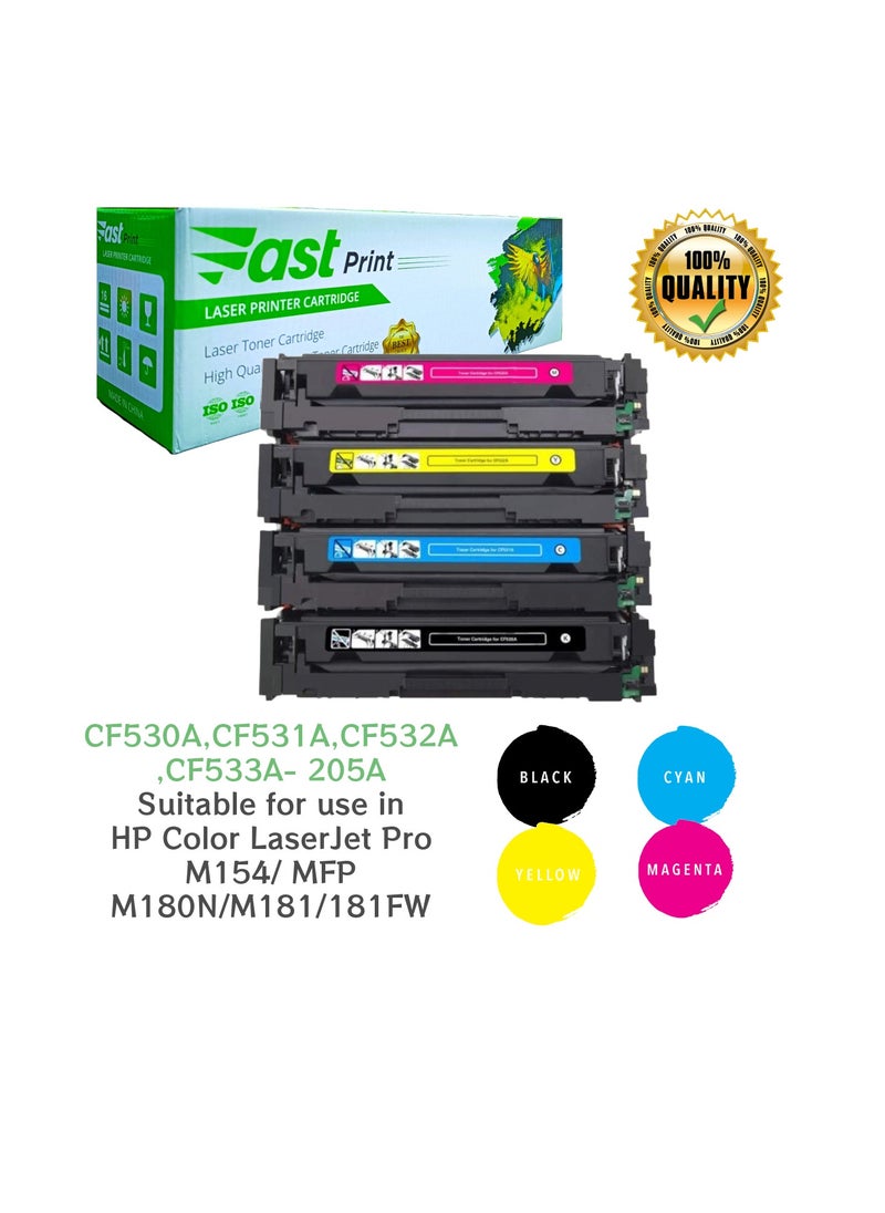 Fast Print 4-Piece 205A Compatible Toner Cartridge Set CF530/CF531/CF532/CF533 Black/Cyan/Yellow/Magenta  - Image 1