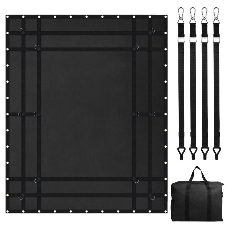 VEVOR Waterproof Cargo Net, 96 in x 81 in, Heavy Duty Truck Cargo Net-(WLL) 700lbs, 4 Adjustable Straps with Carabiners & S-Hooks, Truck Bed Cover for Trailer, Pickup, Boat, Jeep, SUV 6.75' x 8' - Image 1