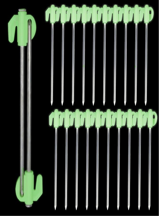 Tentogala Glow in The Dark 22pcs Tent Stakes, 8 inch Heavy Duty Tent Stakes, Galvanized Non-Rust Forged Steel Tent Pegs Ground Stakes Canopy Stakes for Camping, Garden, Canopies, Inflatables, Outdoor - Image 1