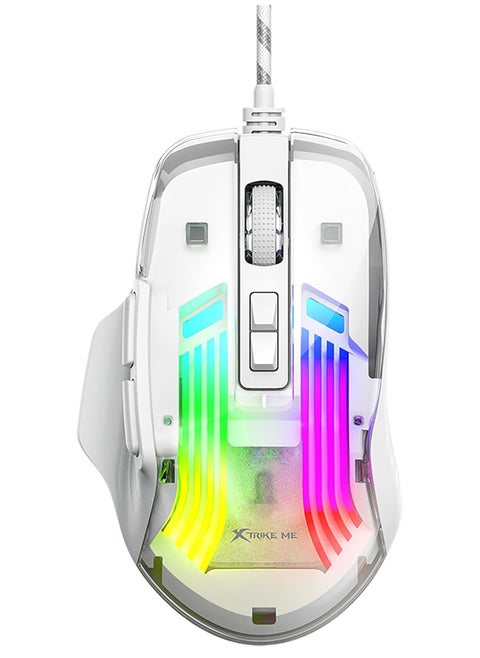 Wired gaming mouse for computer and laptop, RGB, model GM-319, white - for home and office use, comfortable design for the hand and bright colors