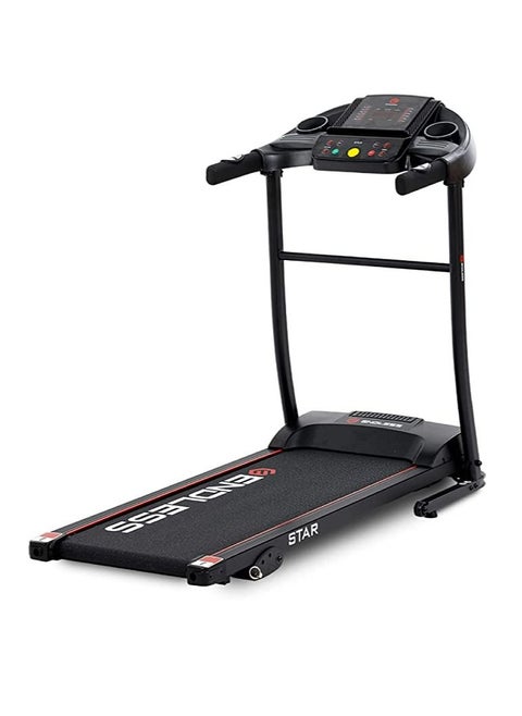 جهاز المشي Star Treadmill بمحرك تيار مستمر بقوة 3 حصان | أقصى سرعة 10 كم/ساعة | سعة وزن المستخدم 90 كجم | مساحة الجري 410 مم | تصميم قابل للطي مع ميل يدوي | مكبرات صوت مدمجة و12 برنامجًا محددًا مسبقًا