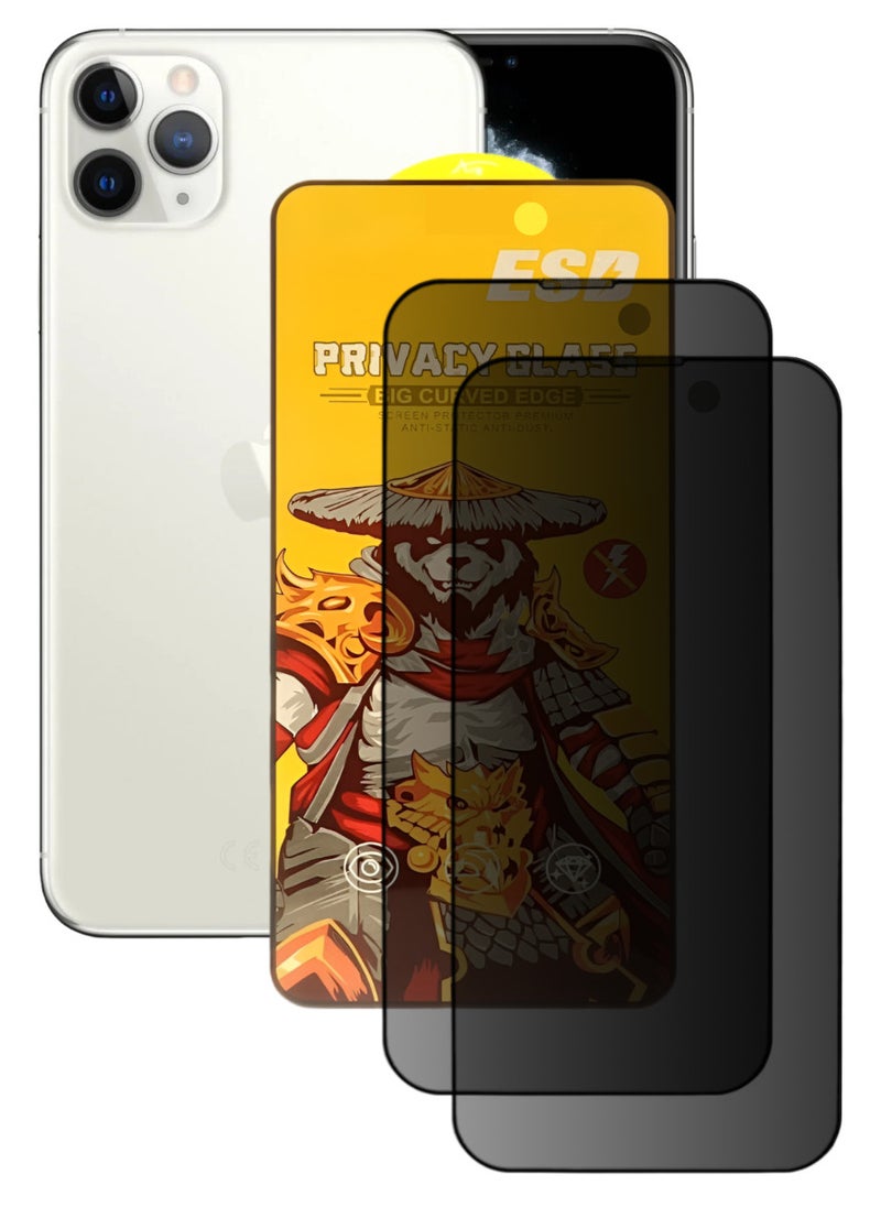 ESD 2 Pieces Tempered Dustproof Privacy Glass Screen Protector Compatible For iPhone 11 Pro Max - Image 1