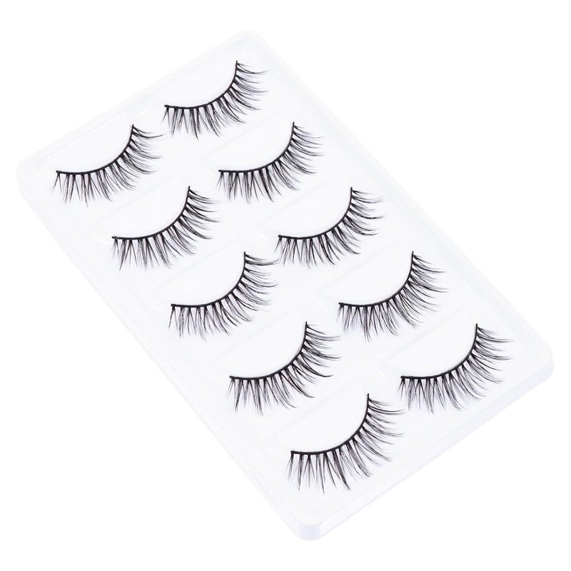 5 Pairs Natural Cross False Eyelashes Handmade Voluminous Fiber Lash Extensions for Everyday Makeup and Special Occasions - Image 1