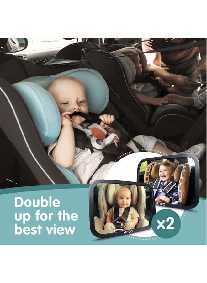 Onco Baby Car Mirror Rear Facing (2-Pack) - Award-Winning Car Mirror for Baby 100% Shatterproof Baby Mirror for Car Journeys, Shakeproof Car Seat Mirror for Baby Rear Facing, Universal Car Baby Mirror - Image 2