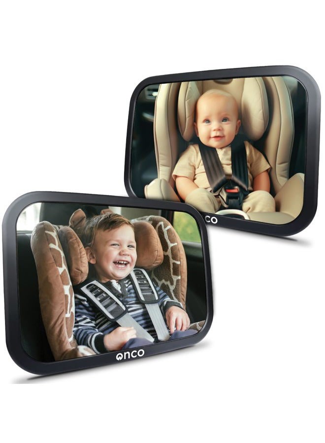 Onco Baby Car Mirror Rear Facing (2-Pack) - Award-Winning Car Mirror for Baby 100% Shatterproof Baby Mirror for Car Journeys, Shakeproof Car Seat Mirror for Baby Rear Facing, Universal Car Baby Mirror - Image 1