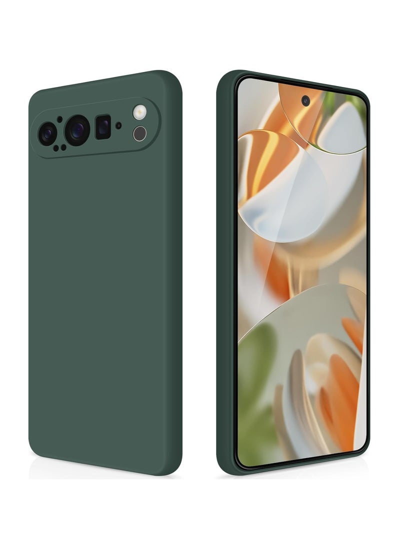 Google Pixel 9 Pro Liquid Gel Rubber Bumper Case with Soft Microfiber Lining Cushion Slim Hard Shell Shockproof Protective Cover for Google Pixel 9 Pro 5G 2024 Green  - Image 1
