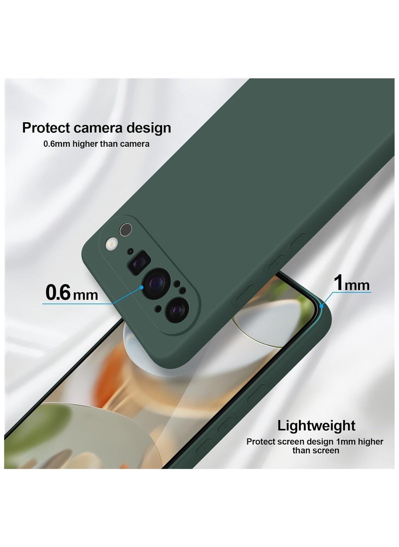 Google Pixel 9 Pro Liquid Gel Rubber Bumper Case with Soft Microfiber Lining Cushion Slim Hard Shell Shockproof Protective Cover for Google Pixel 9 Pro 5G 2024 Green  - Image 3