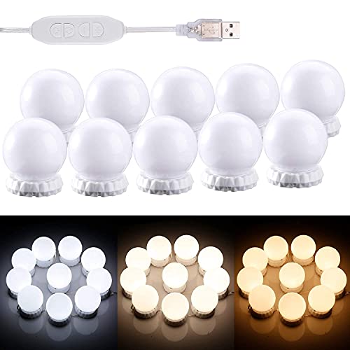 HOLD UP LED Vanity Mirror Lights Kit - Hollywood Style With 10 Dimmable Bulbs, 3 Color Modes for Makeup, Table, Bathroom, Dressing Room - Image 1