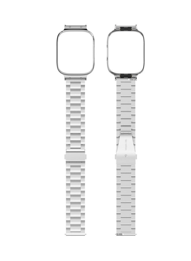 Three-bead Metal Watch Band with Watch Frame For Redmi Watch 3 (Silver)  - Image 2