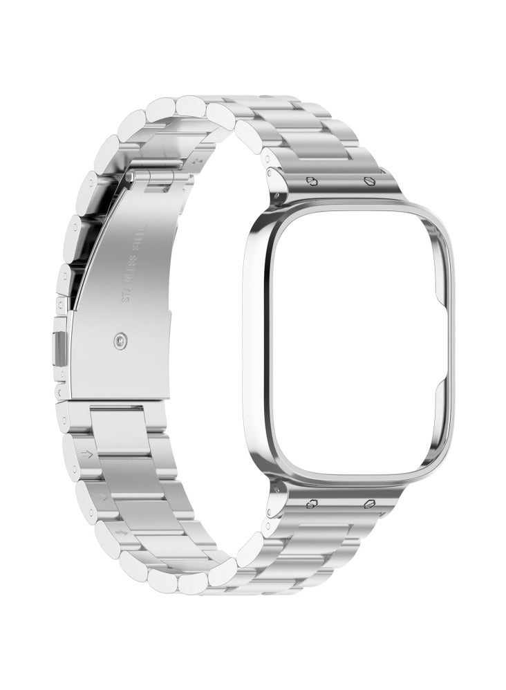 Three-bead Metal Watch Band with Watch Frame For Redmi Watch 3 (Silver)  - Image 3