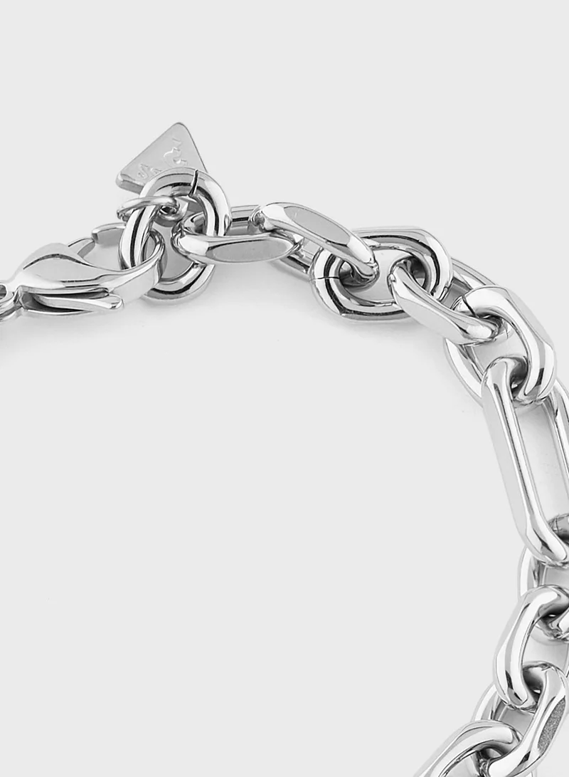 GUESS Linea Logo Silver Plated Bracelet