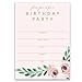 Digibuddha DB Party Studio Pink Birthday Party Invitations Delicate Modern Floral Fill In Invites with Envelopes Pack of 25 Large 5x7 Blank 21st 30th Sweet 16 Adult or Child Kid Girl Bday Parties VI0072B - Image 3