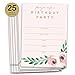 Digibuddha DB Party Studio Pink Birthday Party Invitations Delicate Modern Floral Fill In Invites with Envelopes Pack of 25 Large 5x7 Blank 21st 30th Sweet 16 Adult or Child Kid Girl Bday Parties VI0072B - Image 2