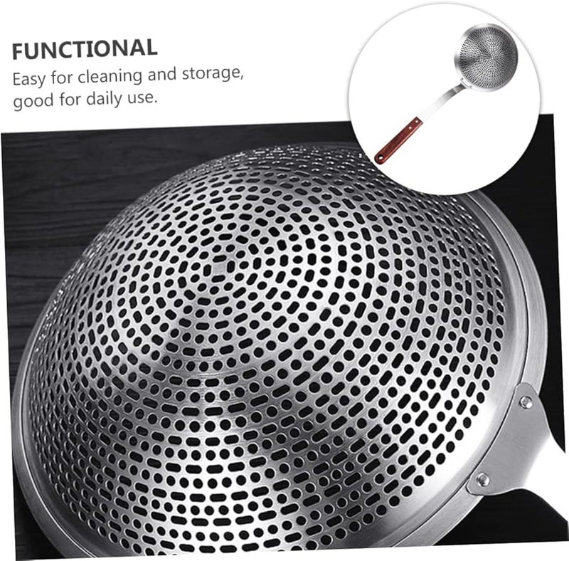 Stainless Steel Skimmer Ladle For Oil Filtering And Soup Scooping With Heat Resistant Handle - Image 3