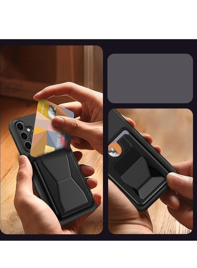 راكسوم جراب سامسونج جالاكسي S25 - جراب محفظة مغناطيسي مع حامل بطاقات، مسند، وتوافق مع حامل السيارة - غطاء واقٍ نحيف، مقاوم للصدمات، وخفيف الوزن مع قبضة ناعمة وميزة مسند - تصميم متين وأنيق لجهاز جالاكسي S25 مقاس 6.6 بوصة - Image 3